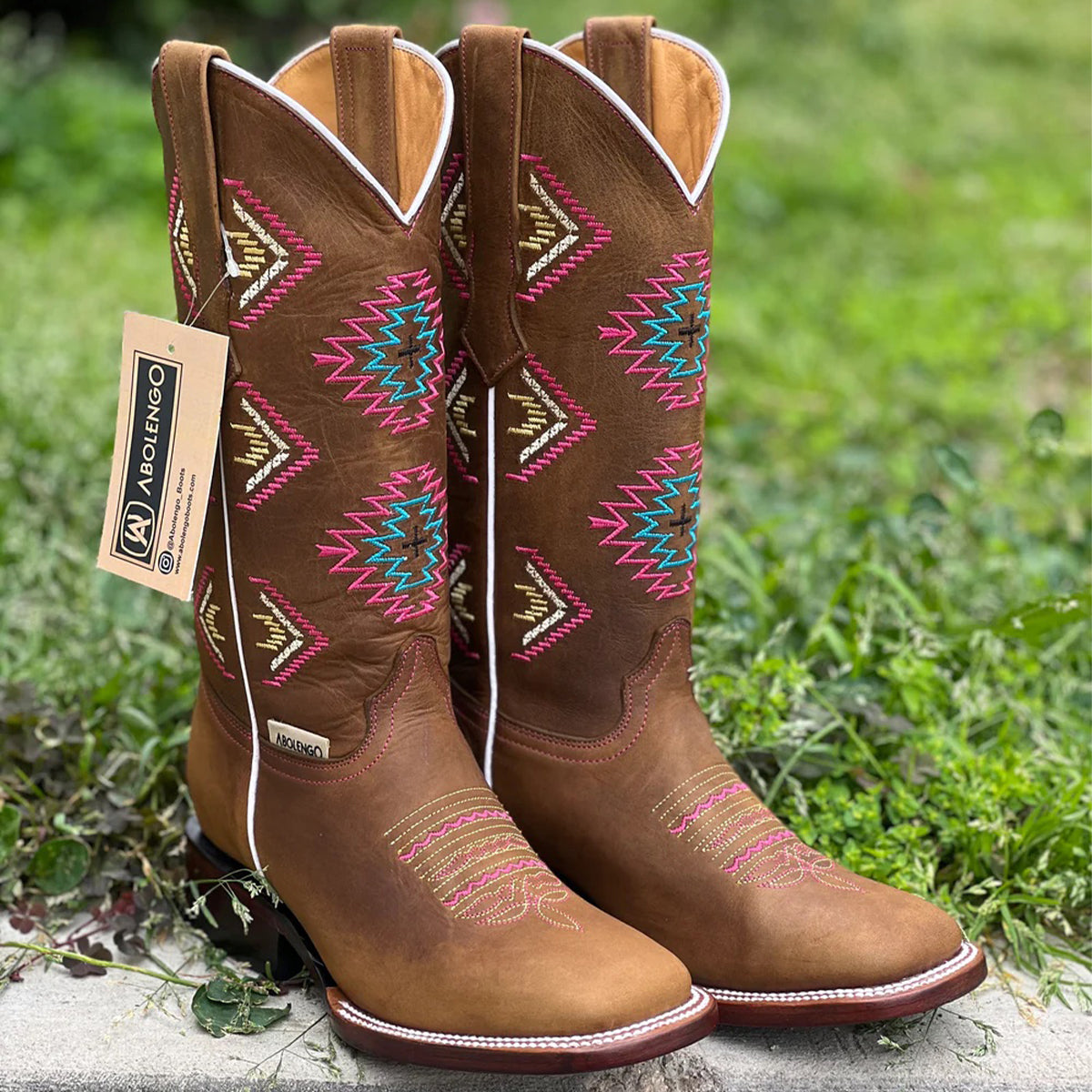 Brown Cowgirl Boots Native Design - Abolengo