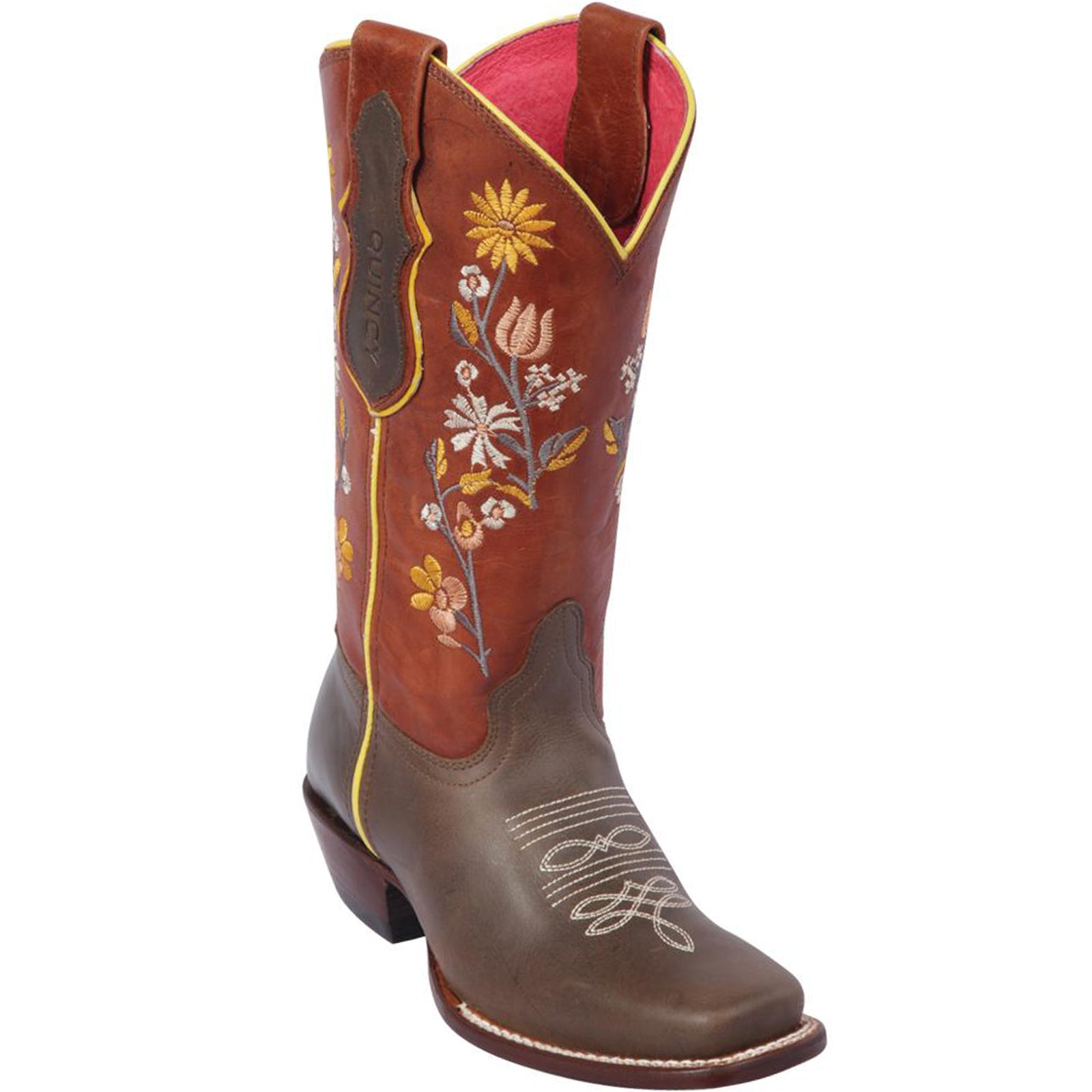 Floral Cowgirl Boots - Honey