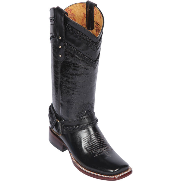 Black Cowgirl Boots Square Toe with harness