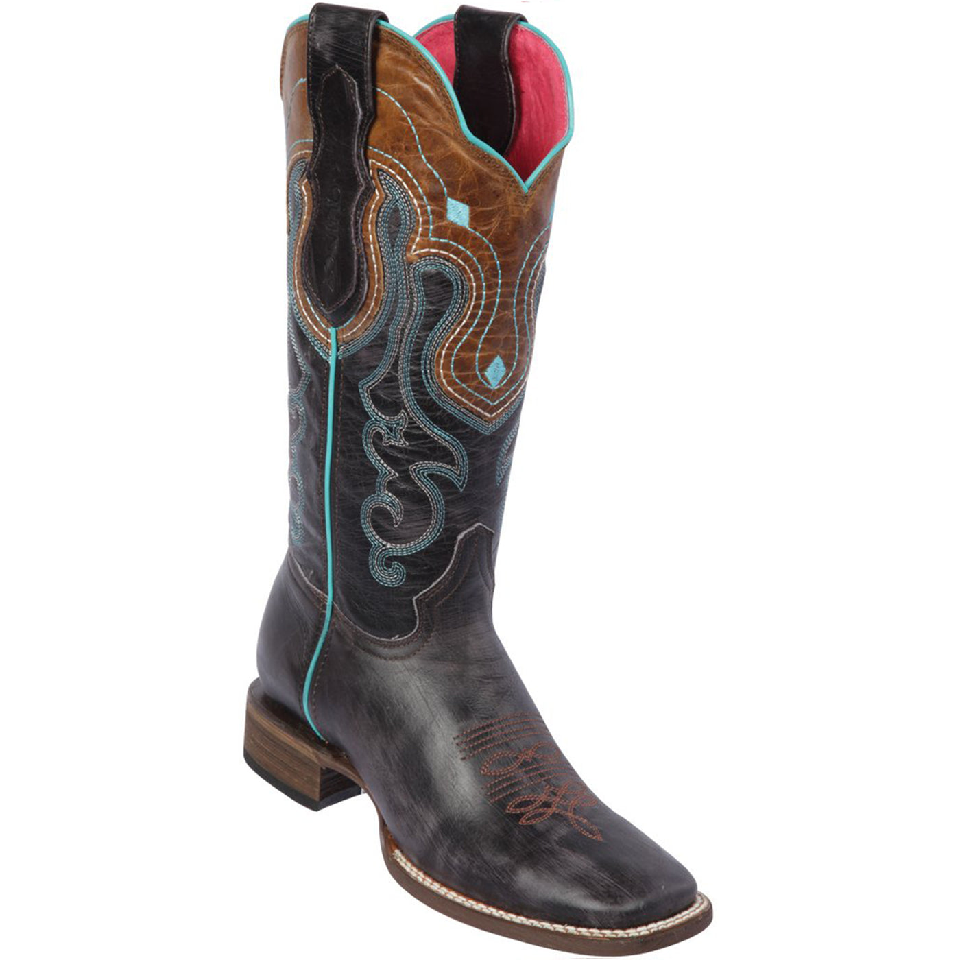 Botas Vaqueras de Cuero Grisly en Punta Amplia para Dama
