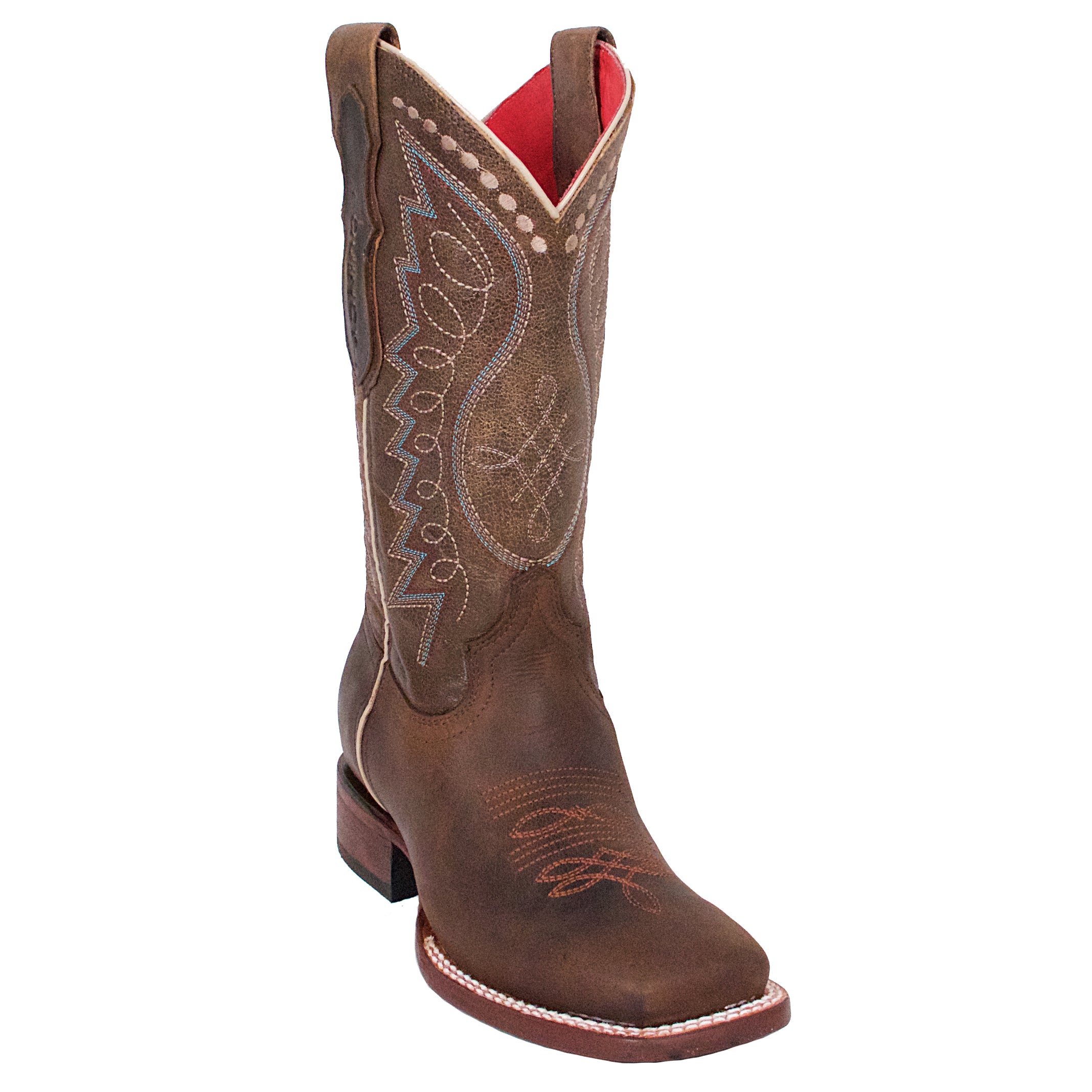 Brown Wide Square Toe Cowgirl Boots
