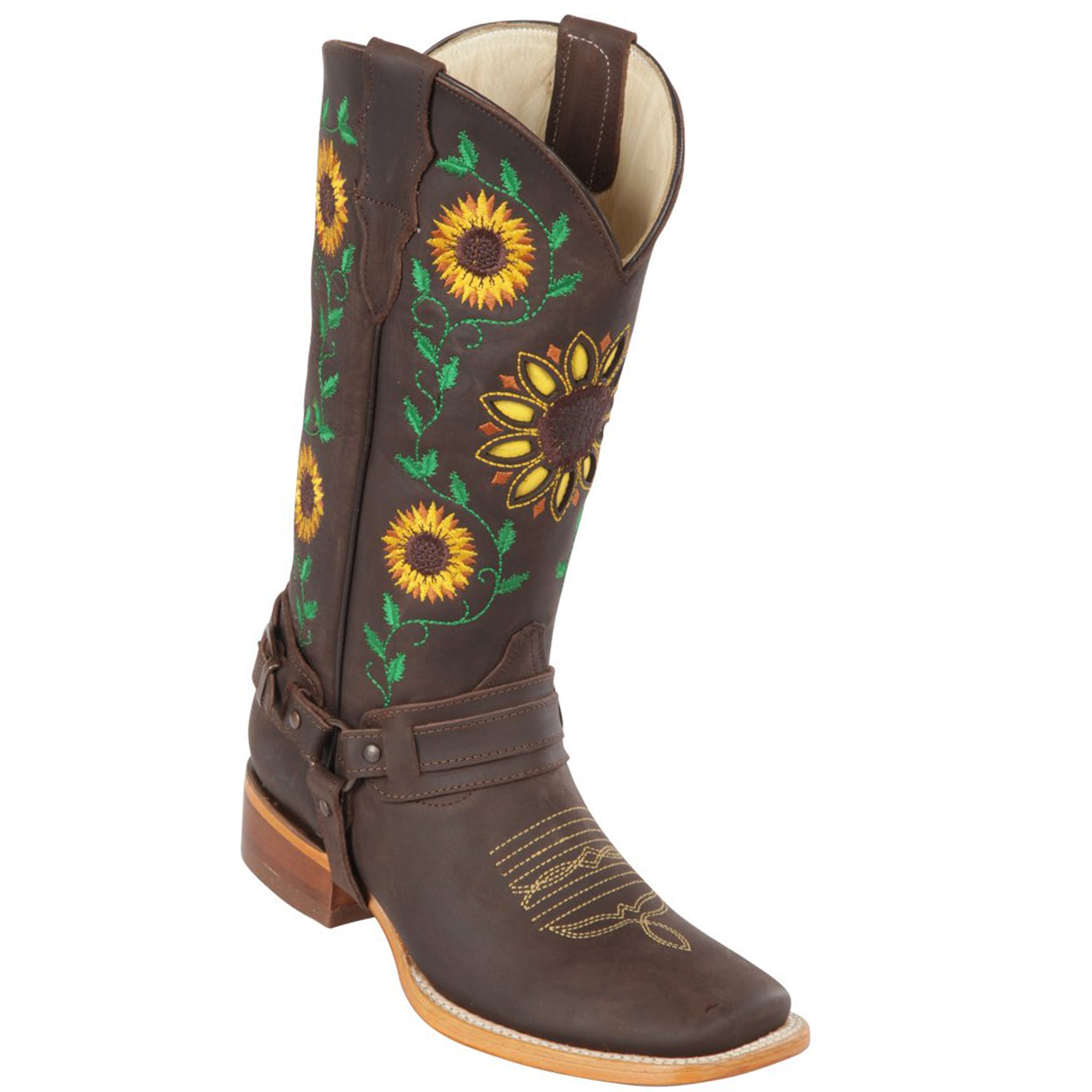Chocolate Square Toe Sunflower Boots