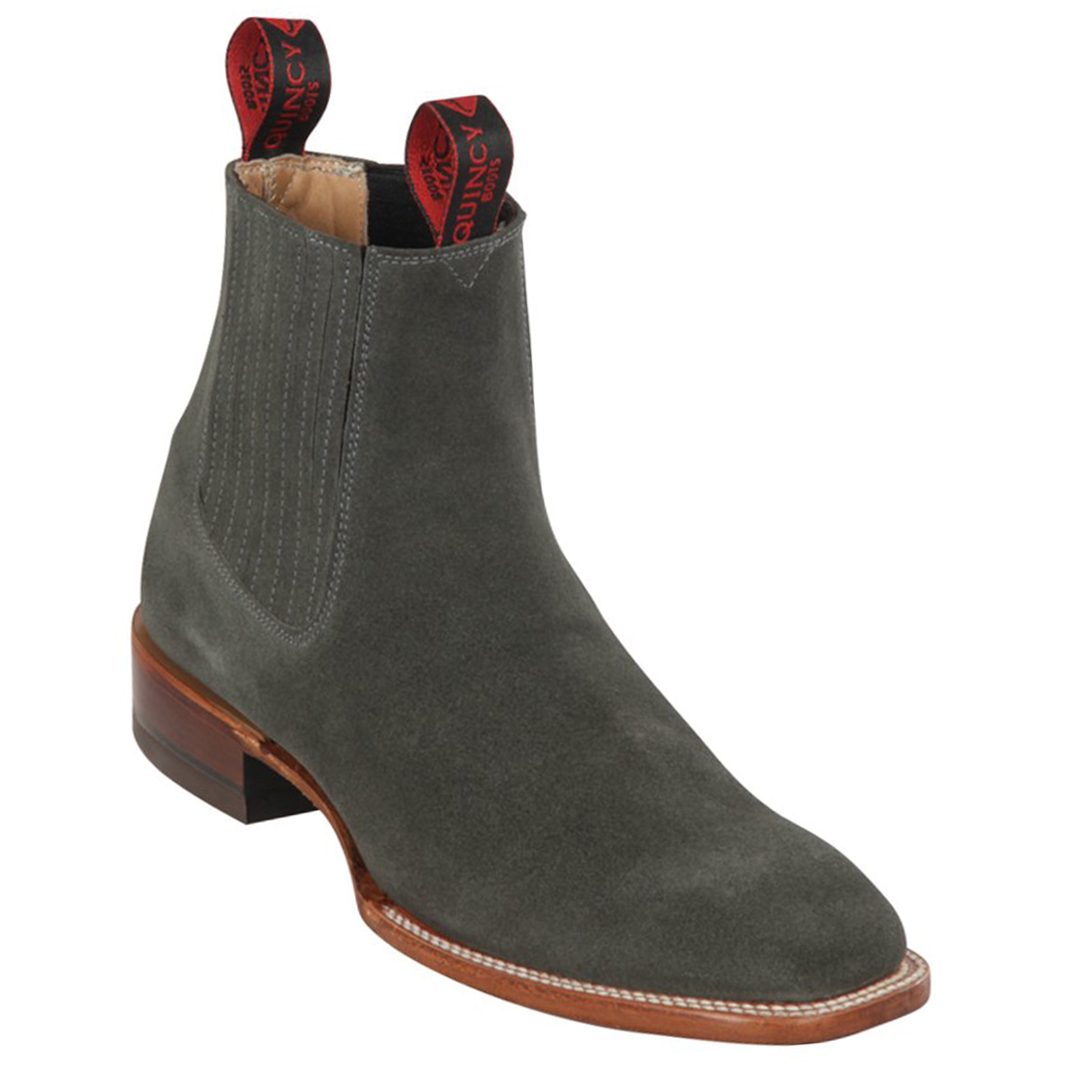 Mens Grey Suede Boots - Square Toe
