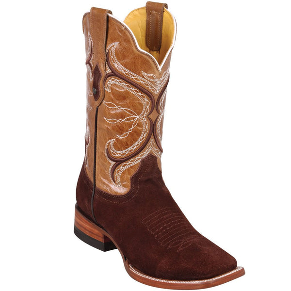 Brown Suede Cowboy Boots - Square Toe