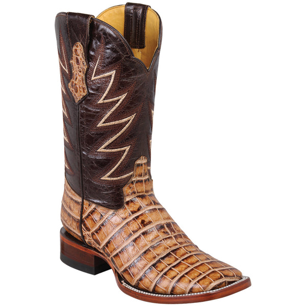 Square Toe Caiman Belly Boots - Print