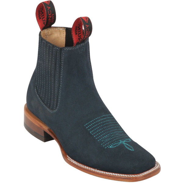 Quincy Blue Booties Square Toe
