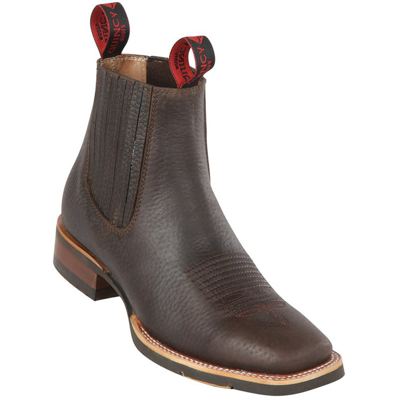Quincy Mens Brown Square Toe Ankle Boots