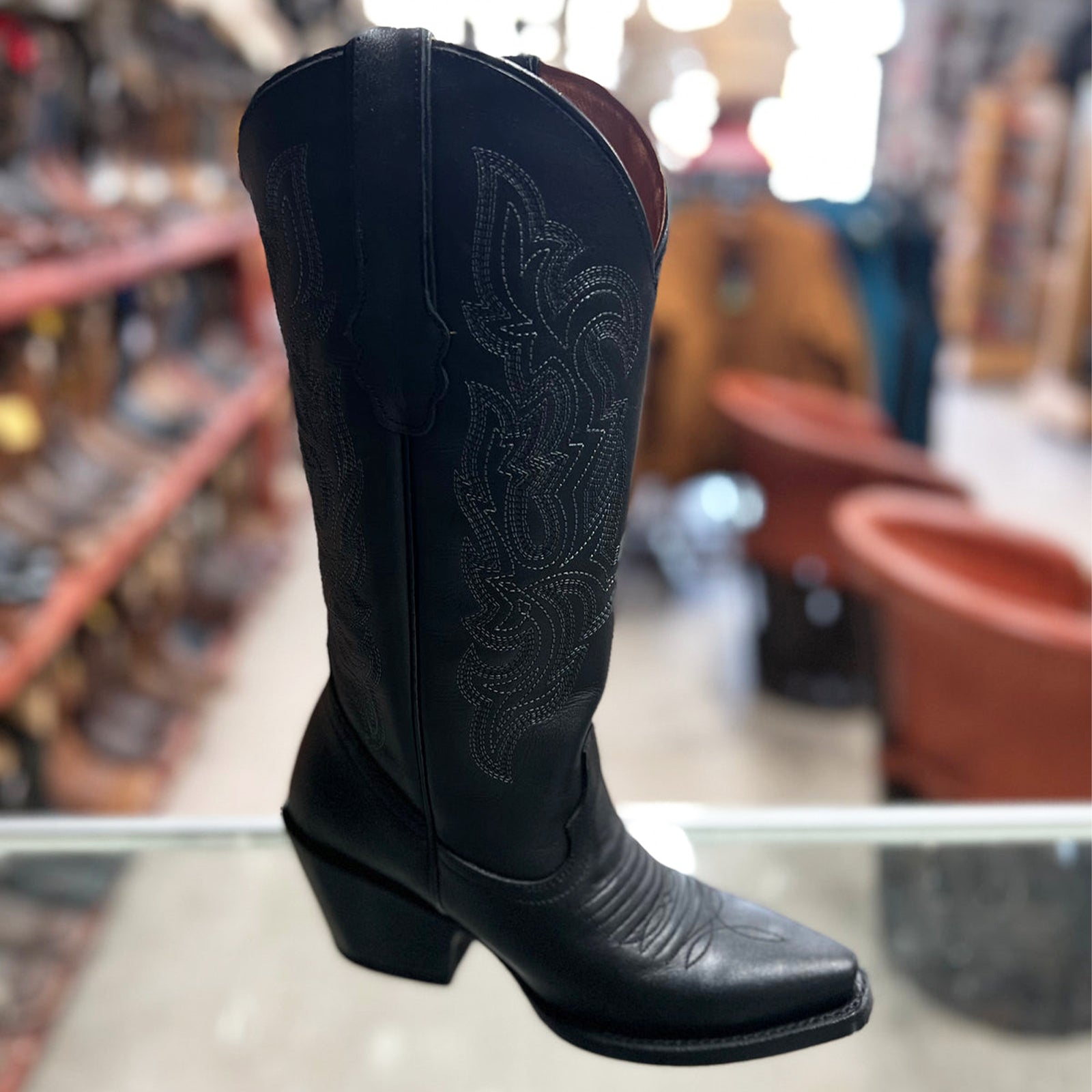 black wide calf cowgirl boots