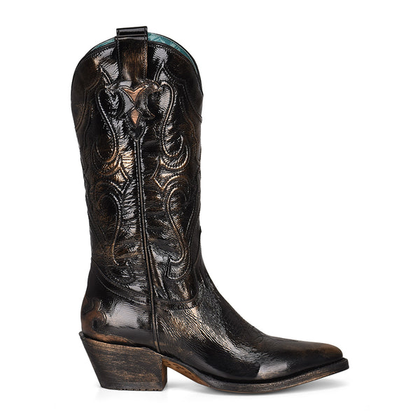 Image of Corral Women's Black Bronze Cowgirl Boots side view