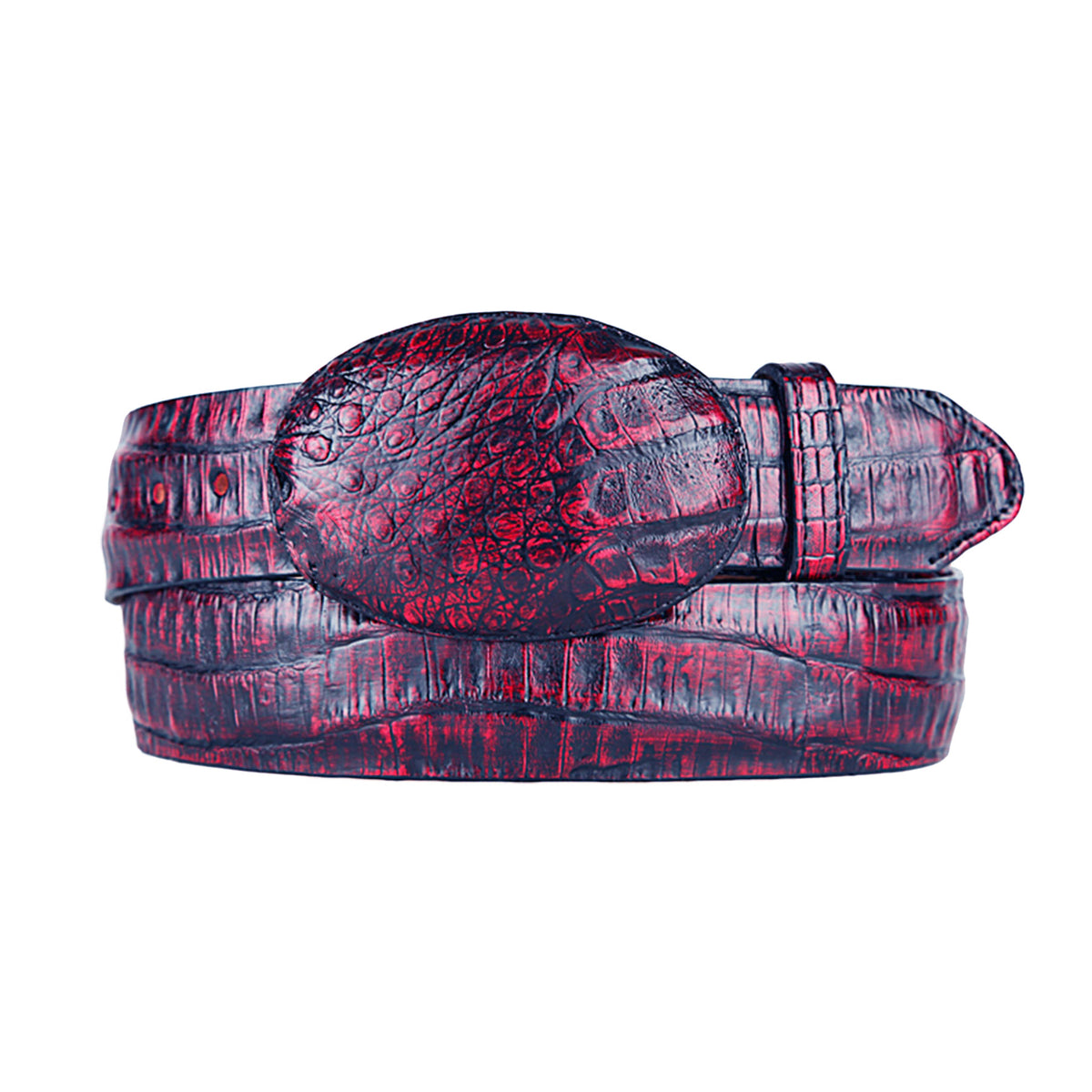 Original Caiman Belly Skin Black,Cherry Western Style Belt