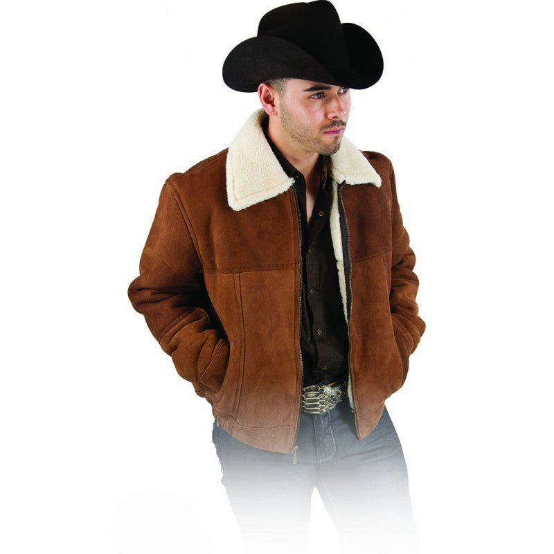 Image of Men's Shearling Western Leather Jacket.