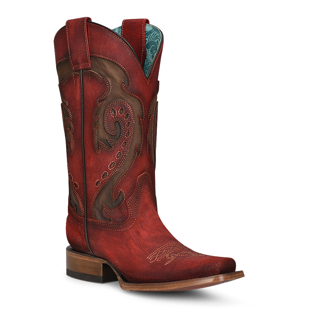 red cowgirl boots square toe